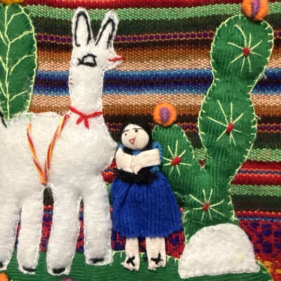 Peruvian Handwoven Tapestry Alpaca Wool Drawstring Large Colorful Backpack 16” - Picture 5 of 13